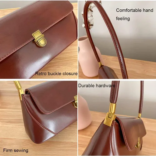 Miniatura 6 de Pequeño bolso de hombro de embrague para las mujeres mini bolso de mano de cuero con cierre de hebilla