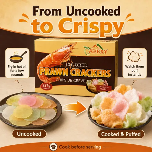 Miniatura 3 de Apexy - Galletas de gambas fritas de camarones crudos, galletas de camarones asiáticos multicolores, refrigerio crujiente de frito a hojaldre