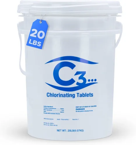 Miniatura 11 de C3 Pestañas de cloro estabilizadas de 3 pulgadas para piscinas Fácil de usar para piscinas sobre el suelo o enterradas Tabletas de cloro