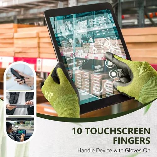 Miniatura 3 de COOLJOB 2 pares de guantes de jardinería para mujeres y hombres, guantes de trabajo de bambú para pantalla táctil, guantes de trabajo