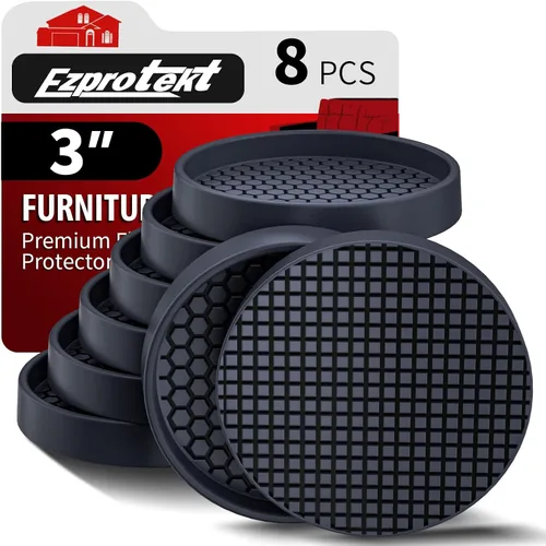 Miniatura 23 de Ezprotekt Almohadillas Antideslizantes para Muebles, 8 Piezas Copas de Ruedas de Goma Antideslizantes de 2.5", Posavasos Antideslizantes