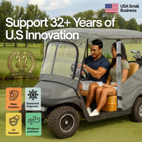 Miniatura 2 de Formosa Covers Cubierta de lluvia para carrito de golf actualizada 2+2, techo corto, EZGO, coche club, cremallera de puerta YKK duradera, bolsillos