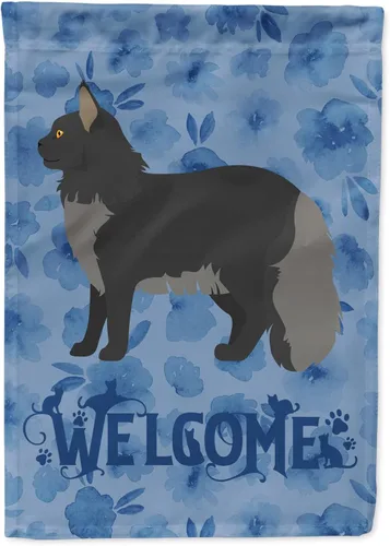 Miniatura 295 de Caroline's Treasures CK4813CHF - Bandera de bienvenida con gato abisinio azul, manga grande, para porche, para colgar en la pared, poliéster