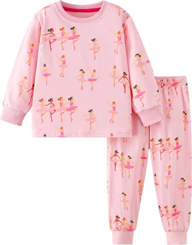 Popshion Pijamas de sirena para niñas pequeñas, juego de 2 piezas, ropa de dormir 100% algodón, ropa para niños, pijamas estilo mariquita