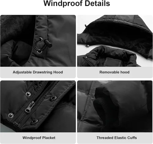 Miniatura 5 de Pursky Chaqueta acolchada impermeable para hombre, abrigos de burbujas de invierno, parka de esquí con capucha