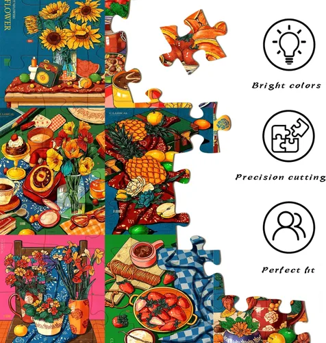 Miniatura 7 de HUADADA Rompecabezas para adultos de 1000 piezas, rompecabezas de desafío de ilustración de cuadrícula de 3 x 3, ilustración original de 1000 piezas