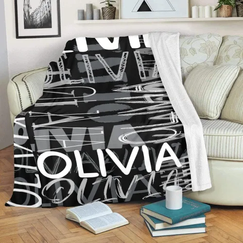 Miniatura 3 de Manta personalizada con nombre, mantas de monograma personalizadas con diseño de color de contraste, manta personalizada para bebé, niña, niño
