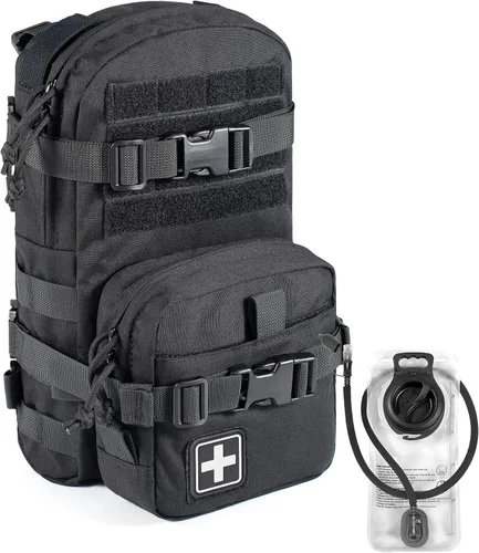 Miniatura 12 de Paquete de Hidratación Táctica Pequeña MOLLE Transportador de Vejiga de Agua para Exteriores para Chaleco Mochila, Negro, Pequeño, Mochilas Daypack
