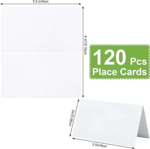 Miniatura 2 de 120 piezas de tarjetas de lugar, tarjeta de asiento de 2x3.5 pulgadas en blanco para llenar en banquetes, tarjeta de acompañante, tarjetas de lugar