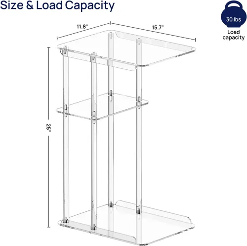 Miniatura 3 de HMYHUM Mesa auxiliar de acrílico transparente, mesa auxiliar en forma de C para sofá, pequeñas mesas de aperitivos para sala de estar, dormitorio