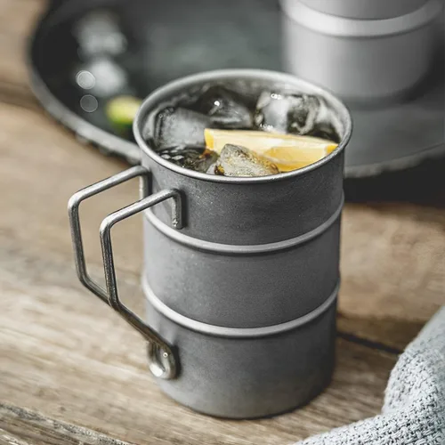 Miniatura 3 de Tazas de café vintage de acero inoxidable con asa, tazas de café para campamento, taza de senderismo al aire libre, equipo de campamento ligero