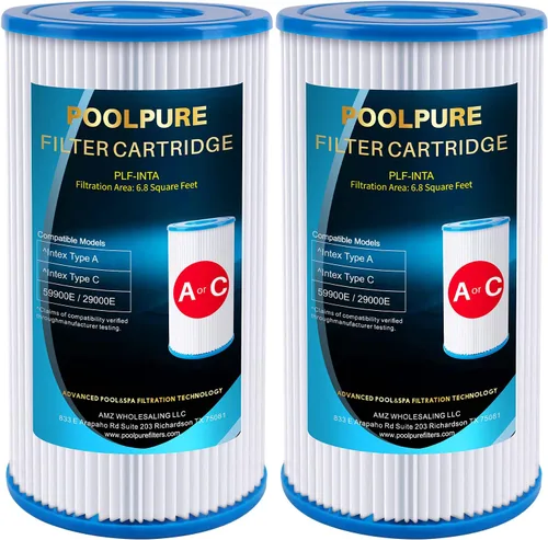 POOLPURE Filtro de piscina tipo A o C / III que reemplaza a Intex 29000E/59900E/#29003E, bomba de filtro 1000/1500/530 GPH, C-4607, funículo, fácil