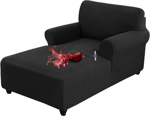 Miniatura 15 de OKYUK Funda para tumbona de jacquard, elástica con doble brazo, lavable a máquina, protector de muebles suave para sala de estar y dormitorio (rojo)
