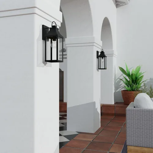 Miniatura 3 de Capital Lighting 946411BK Bradford - Farol de pared para exteriores de cristal transparente, 1 luz de 100 vatios, 17 pulgadas de alto x 6 pulgadas