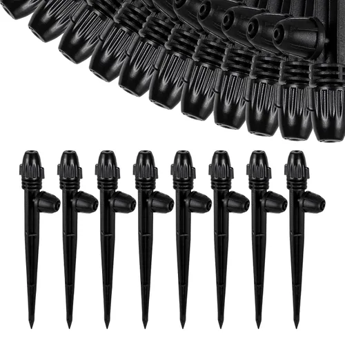 Miniatura 8 de Emisores de riego por goteo, emisores de goteo ajustables de 360 grados en 5" con estaca para tubos de riego por goteo de 1/4 de pulgada, goteros