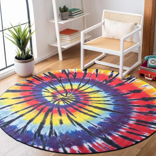 Miniatura 8 de SAFAVIEH Colección de pinceles de pintura para alfombras lavables, alfombra de 2 pies 2 pulgadas x 8 pies, fucsia y amarillo, antideslizante y fácil