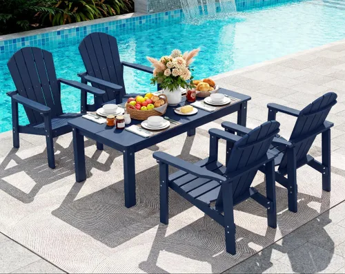 Miniatura 26 de nevilywood Sillas Adirondack compactas apilables, sillas de patio de polietileno de alta densidad de 26.3 pulgadas de ancho, duraderas, diseño que