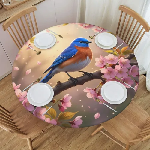 Miniatura 57 de Futterya Decorative Round Tablecloth Fitted Elastic Waterproof Table Cloth Cover Stretch Table Pad Cover for Parties Weddings Banquet Outdoor Events