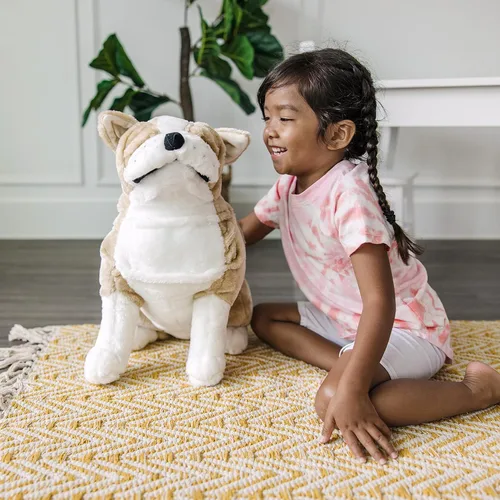 Miniatura 2 de Melissa & Doug Bulldog inglés gigante, animal de peluche realista (casi 2 pies de alto)