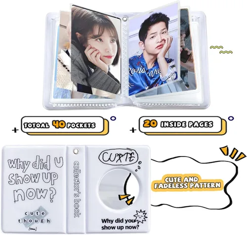Miniatura 2 de Carpeta de tarjetas fotográficas de 3 pulgadas, 40 bolsillos Kpop para tarjetas fotográficas, mini álbum de fotos portátil, bonita carpeta Kpop