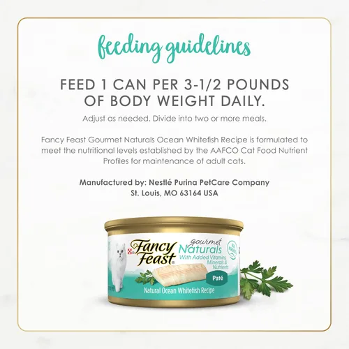Miniatura 7 de Purina Fancy Feast Gourmet Naturals - Alimento húmedo en paté para gatos, sin cereales, receta de pescado blanco de mar (paquete de 12 unidades)
