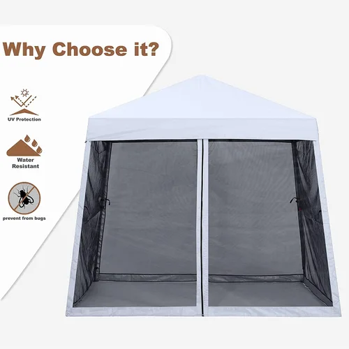 Miniatura 2 de MASTERCANOPY Toldo desplegable con malla de 10 x 10 pulgadas, color blanco