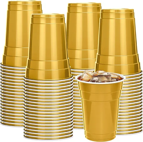 Miniatura 12 de Mimorou - Paquete de 200 vasos de plástico de 16 onzas desechables para fiestas, graduaciones, bodas, apilables, resistentes para barbacoa, Rojo