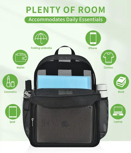 Miniatura 5 de MAY TREE Mochila de malla para escuela, playa, natación, fitness, al aire libre, bolsa de malla resistente con material de malla resistente