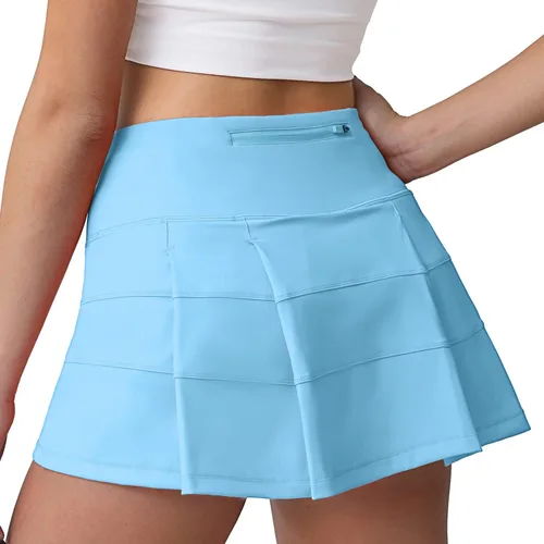 Miniatura 4 de Husnainna Falda pantalón plisada de cintura alta con bolsillos para tenis y golf para mujer, pantalones cortos incorporados para el entrenamiento