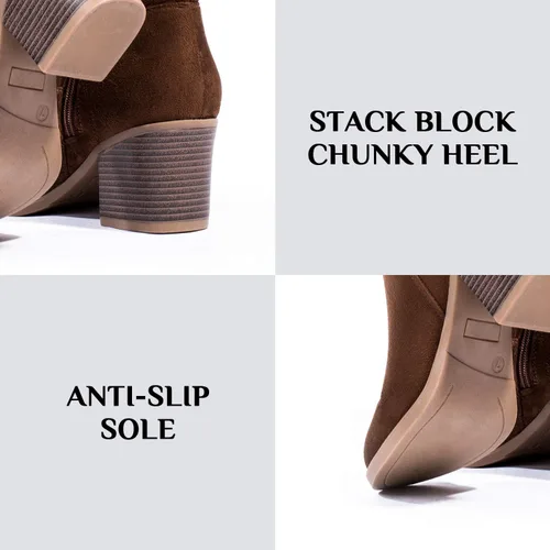 Miniatura 3 de katliu Women's Knee High Boots Suede Chunky Heel Side Zipper Fashion Boots Stretch Winter Long Boot