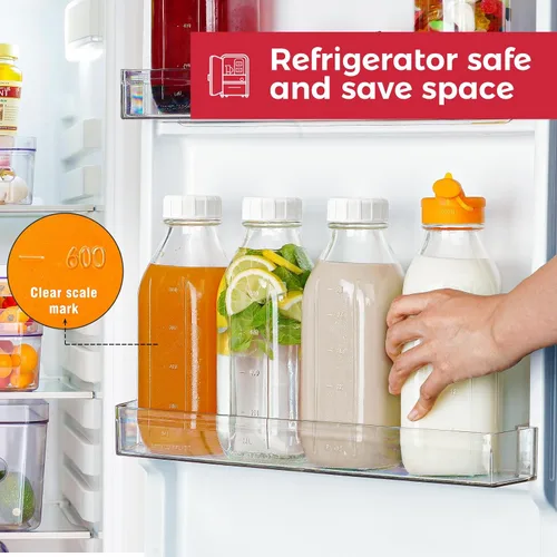 Miniatura 3 de Botellas de leche de vidrio reutilizables de 32 onzas con tapa dispensadora de silicona, paquete de 2 frascos de vidrio con tapa hermética de rosca