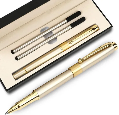 YIVONKA - Bolígrafo de bola recarga negra, lujoso bolígrafo de línea de 0.5mm, el mejor set de regalo de bolígrafo para hombres y mujeres Dorado
