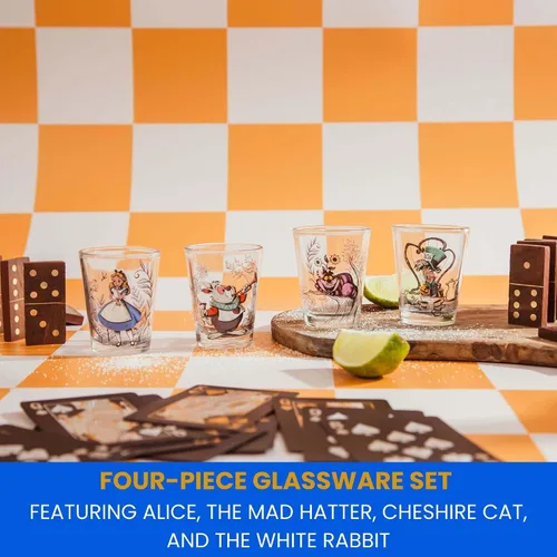 Miniatura 4 de Disney Alicia en el país de las maravillas - Vasos de chupito de whisky de 2 onzas, juego de 4 Artículos de bar para el hogar para licor y bebidas