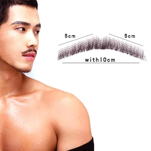 Miniatura 2 de Un par de barbas falsas para hombre, 100% cabello humano atado a mano (# negro marrón)
