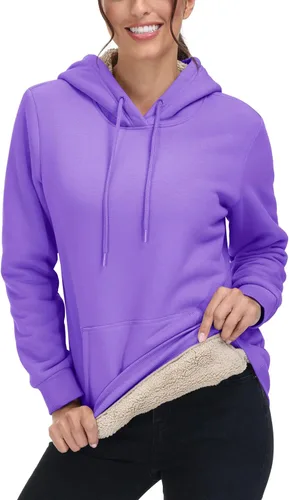 Miniatura 102 de MAGCOMSEN Sudaderas con capucha para mujer, con forro de sherpa, de vellón, para invierno, cálido, pesado, de algodón, con bolsillo