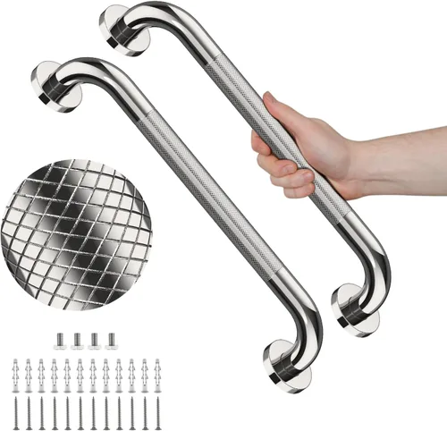 Miniatura 15 de Barras de agarre de ducha de 16 pulgadas para bañeras, paquete de 2 barras de agarre de baño de acero inoxidable, riel de seguridad moleteado