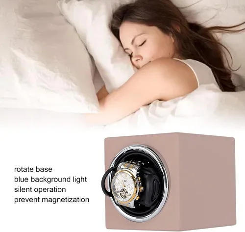Miniatura 3 de Electric Watch Winder, Ultra Quiet Automatic Single Watch Winder, Adjustable Watch Box with Blue Background Light, Anti Magnetization, Composite