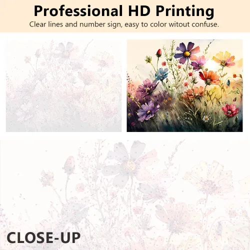 Miniatura 3 de TUMOVO Pintura de flores de acuarela por números para adultos principiantes, pintura abstracta por números, kits de pintura sobre lienzo, pintura