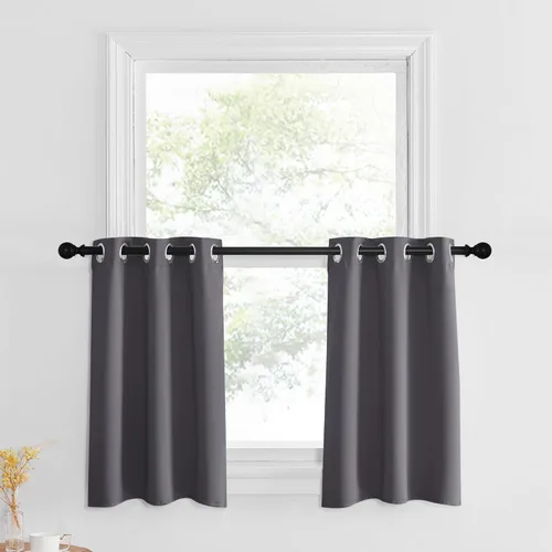 Miniatura 29 de NICETOWN Cortinas opacas de cocina para ventana sobre el fregadero, aislamiento térmico, decoración del hogar, pequeños niveles opacos con ojales