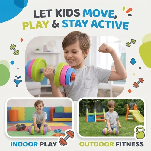 Miniatura 2 de Juego de Pesas de Mancuernas de Entrenamiento para Niños - Equipo de Gimnasio de Juguete para Niños Pequeños para Juego de Simulación