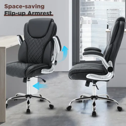 Miniatura 9 de Silla de oficina grande y alta de 400 libras, silla de escritorio ergonómica de respaldo alto con soporte lumbar, silla ejecutiva de piel sintética