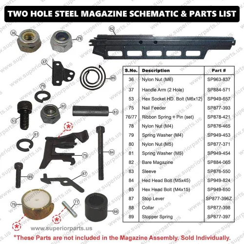 Miniatura 8 de SP 884-570 Aftermarket - Conjunto de cargador (acero inoxidable) 2 orificios compatible con Hitachi NR83A