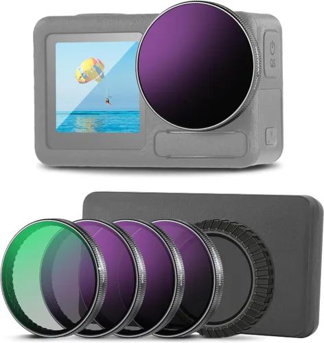 Miniatura 11 de NEEWER Filtro ND variable compatible con DJI Osmo Action 5 Pro/4/3, ND2-32 1-5 Paradas a presión Multicoated HD Vidrio óptico de densidad neutra