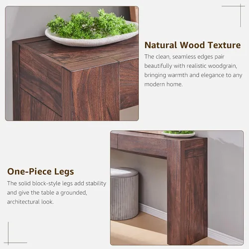 Miniatura 4 de OKD Moderna mesa consola de entrada, mesa de sofá con cajones, mesa de pasillo de 63 pulgadas de largo detrás del sofá, diseño de madera gruesa