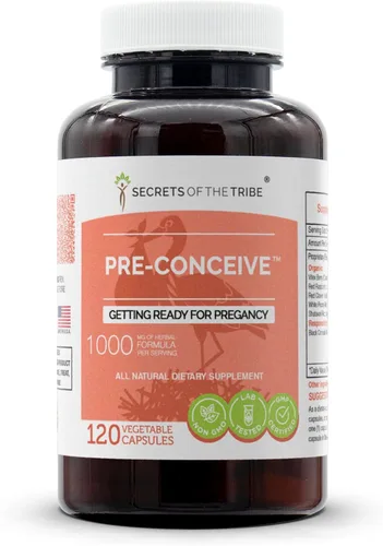 Secrets of the Tribe - Preconcebir, prepararse para el embarazo, mezcla de suplementos herbales (120 cápsulas)