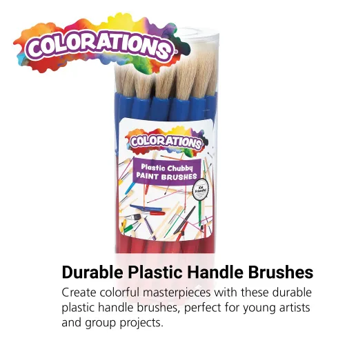 Miniatura 2 de Colorations® Juego de 24 pinceles de mango de plástico de mejor valor, manualidades para niños, pintura para niños, pinceles a granel, paquete