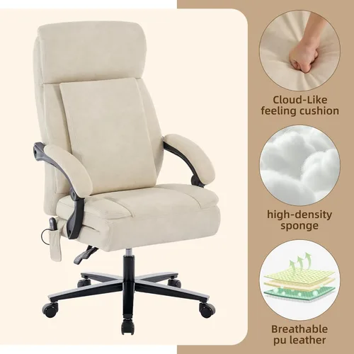 Miniatura 4 de DYHOME Silla de oficina ejecutiva con reposapiés, sillas ergonómicas de escritorio para computadora, silla de oficina de cuero con respaldo medio
