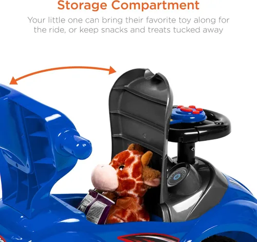 Miniatura 4 de Best Choice Products Carro de empuje y pedal 3 en 1 para niños, carro de juguete para niños pequeños con mango, bocina y música - Azul