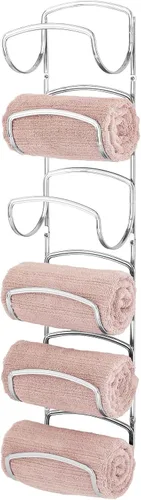 Miniatura 12 de mDesign Toallero moderno y decorativo de seis niveles para baño, soporte y organizador, para montar en la pared, para almacenamiento de toallas