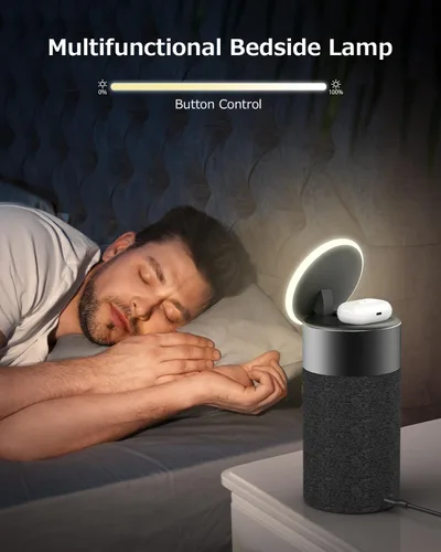 Miniatura 2 de COLSUR Altavoz Bluetooth, cargador inalámbrico magnético, altavoces Bluetooth con luz nocturna, estación de carga inalámbrica 2 en 1 para iPhone